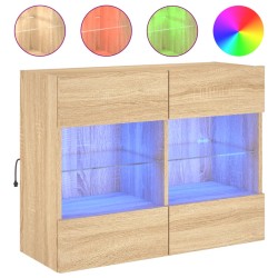 vidaXL Mueble TV de pared con luces LED roble Sonoma 78,5x30x60,5 cm
