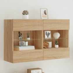 vidaXL Mueble TV de pared con luces LED roble Sonoma 98,5x30x60,5 cm