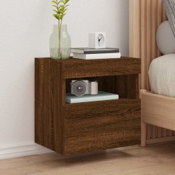 vidaXL Mueble de TV de pared con luces LED roble marrón 40x30x40 cm