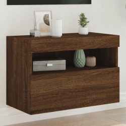 vidaXL Mueble de TV de pared con luces LED roble marrón 60x30x40 cm