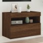 vidaXL Mueble de TV de pared con luces LED roble marrón 60x30x40 cm