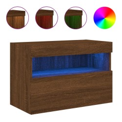 vidaXL Mueble de TV de pared con luces LED roble marrón 60x30x40 cm
