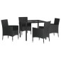 vidaXL Set de muebles jardín 5 pzas con cojines ratán sintético negro