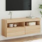 vidaXL Mueble de TV de pared con luces LED roble Sonoma 100x30x40 cm vidaXL Mueble de TV de pared con luces LED roble Sonoma 100x30x40 cm