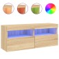 vidaXL Mueble de TV de pared con luces LED roble Sonoma 100x30x40 cm vidaXL Mueble de TV de pared con luces LED roble Sonoma 100x30x40 cm