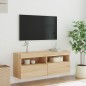 vidaXL Mueble de TV de pared con luces LED roble Sonoma 100x30x40 cm vidaXL Mueble de TV de pared con luces LED roble Sonoma 100x30x40 cm