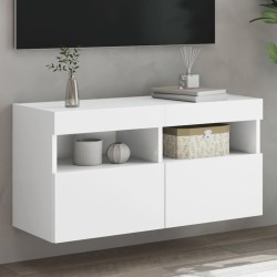 vidaXL Mueble de TV de pared con luces LED blanco 80x30x40 cm