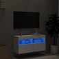 vidaXL Mueble de TV de pared con luces LED blanco 80x30x40 cm vidaXL Mueble de TV de pared con luces LED blanco 80x30x40 cm