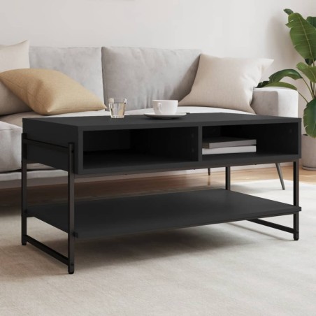 vidaXL Mesa de centro madera contrachapada negro 90x50x45 cm