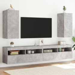 vidaXL Muebles TV de pared luces LED 2 uds gris hormigón 30,5x35x70 cm