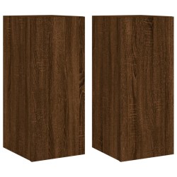 vidaXL Muebles TV de pared luces LED 2 uds roble marrón 30,5x35x70 cm