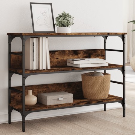 vidaXL Mesa consola madera de ingeniería roble ahumado 100x32x75 cm