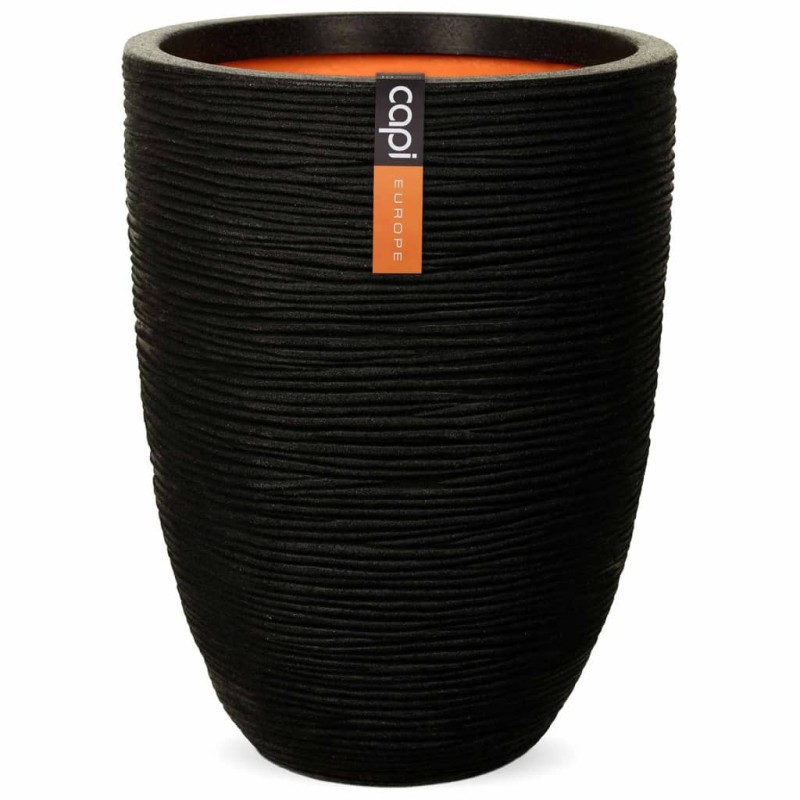 Capi Jarrón elegante bajo Nature Rib negro 46x58 cm PKBLR783