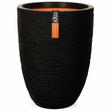 Capi Jarrón elegante bajo Nature Rib negro 46x58 cm PKBLR783