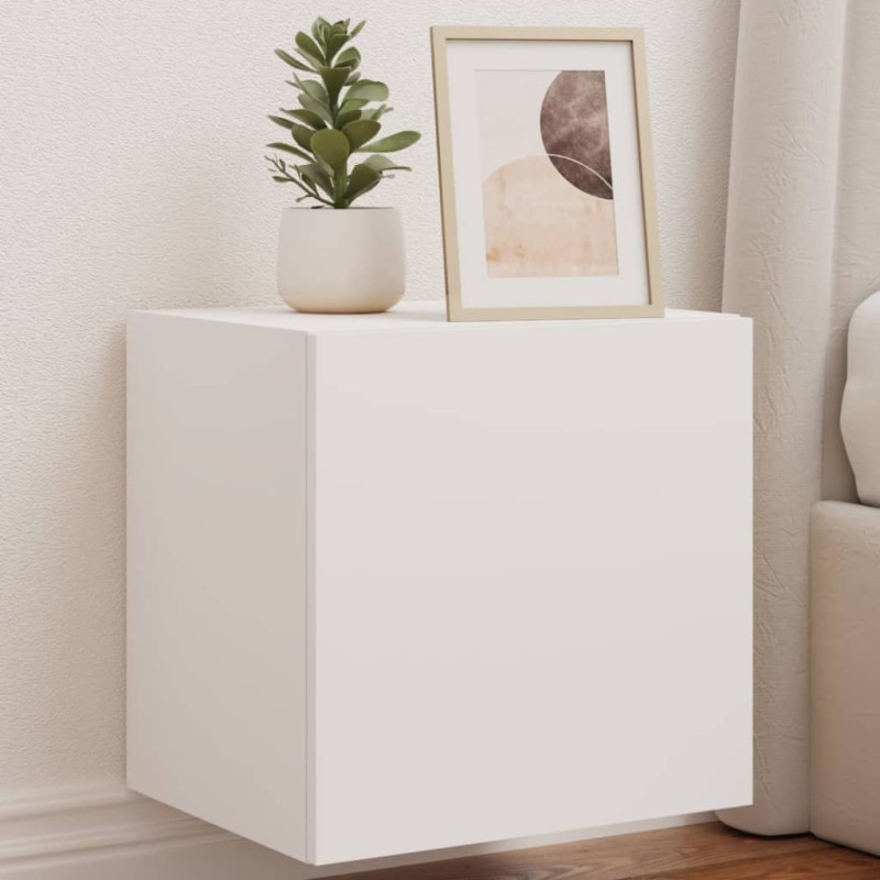 vidaXL Muebles de TV de pared con luces LED 2 uds blanco 40,5x35x40 cm