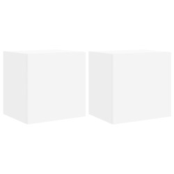 vidaXL Muebles de TV de pared con luces LED 2 uds blanco 40,5x35x40 cm