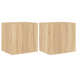 vidaXL Muebles de TV pared luces LED 2 uds roble Sonoma 40,5x35x40 cm