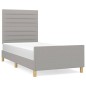 vidaXL Estructura de cama con cabecero de tela gris claro 90x200 cm vidaXL Estructura de cama con cabecero de tela gris claro 90x200 cm