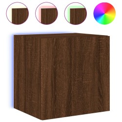 vidaXL Mueble de TV de pared con luces LED marrón roble 40,5x35x40 cm