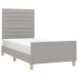vidaXL Estructura de cama con cabecero de tela gris claro 90x200 cm vidaXL Estructura de cama con cabecero de tela gris claro 90x200 cm