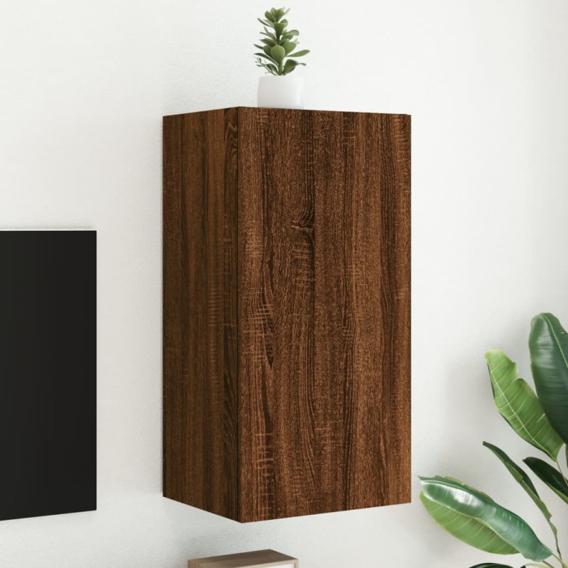 vidaXL Mueble de TV de pared con luces LED marrón roble 40,5x35x80 cm vidaXL Mueble de TV de pared con luces LED marrón roble 40,5x35x80 cm