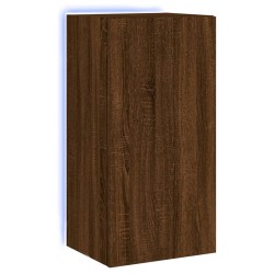 vidaXL Mueble de TV de pared con luces LED marrón roble 40,5x35x80 cm