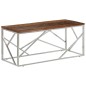 vidaXL Mesa de centro de acero inoxidable plateado y madera maciza vidaXL Mesa de centro de acero inoxidable plateado y madera maciza