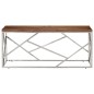 vidaXL Mesa de centro de acero inoxidable plateado y madera maciza vidaXL Mesa de centro de acero inoxidable plateado y madera maciza