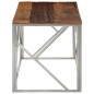 vidaXL Mesa de centro de acero inoxidable plateado y madera maciza vidaXL Mesa de centro de acero inoxidable plateado y madera maciza