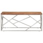 vidaXL Mesa de centro acero inoxidable plateado y madera maciza acacia vidaXL Mesa de centro acero inoxidable plateado y madera maciza acacia