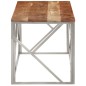 vidaXL Mesa de centro acero inoxidable plateado y madera maciza acacia vidaXL Mesa de centro acero inoxidable plateado y madera maciza acacia