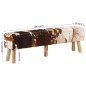 vidaXL Banco de cuero de cabra auténtico marrón y blanco 160x28x50 cm vidaXL Banco de cuero de cabra auténtico marrón y blanco 160x28x50 cm