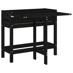 vidaXL Jardinera con tapa plegable madera maciza de pino negro
