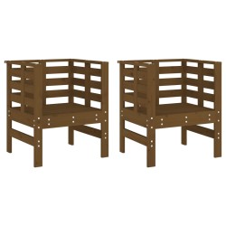 vidaXL Sillas jardín 2 unidades madera pino marrón miel 61,5x53x71 cm