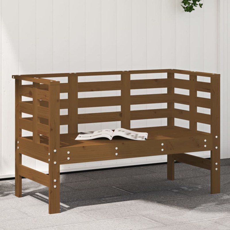 vidaXL Banco de jardín madera maciza pino marrón miel 111,5x53x71 cm vidaXL Banco de jardín madera maciza pino marrón miel 111,5x53x71 cm
