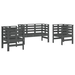 vidaXL Juego de muebles de jardín 3 pzas madera maciza de pino gris