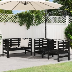 vidaXL Juego de muebles de jardín 3 pzas madera maciza de pino negro