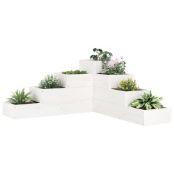 vidaXL Jardinera 4 niveles madera maciza de pino blanca 80,5x79x36 cm