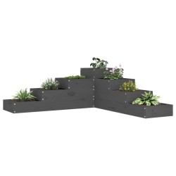 vidaXL Jardinera de 4 niveles madera maciza pino gris 106x104,5x36 cm