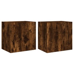 vidaXL Muebles de TV pared 2 uds madera roble ahumado 40,5x30x40 cm