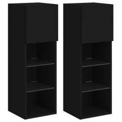 vidaXL Muebles de TV con luces LED 2 uds negro 30,5x30x90 cm