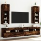 vidaXL Muebles de TV con luces LED 2 uds roble ahumado 30,5x30x90 cm vidaXL Muebles de TV con luces LED 2 uds roble ahumado 30,5x30x90 cm