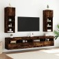 vidaXL Muebles de TV con luces LED 2 uds roble ahumado 30,5x30x90 cm vidaXL Muebles de TV con luces LED 2 uds roble ahumado 30,5x30x90 cm