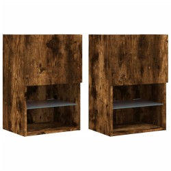 vidaXL Muebles de TV con luces LED 2 uds roble ahumado 40,5x30x60 cm