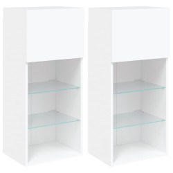 vidaXL Muebles para TV con luces LED 2 uds blanco 40,5x30x90 cm