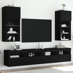 vidaXL Muebles de TV con luces LED 2 uds negro 40,5x30x90 cm