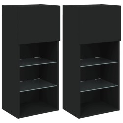 vidaXL Muebles de TV con luces LED 2 uds negro 40,5x30x90 cm