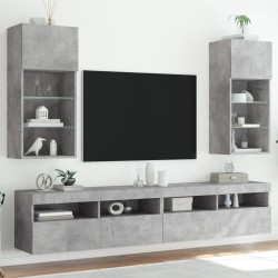 vidaXL Muebles de TV con luces LED 2 uds gris hormigón 40,5x30x90 cm