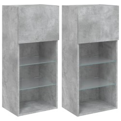 vidaXL Muebles de TV con luces LED 2 uds gris hormigón 40,5x30x90 cm