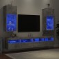 vidaXL Muebles de TV con luces LED 2 uds gris hormigón 40,5x30x90 cm